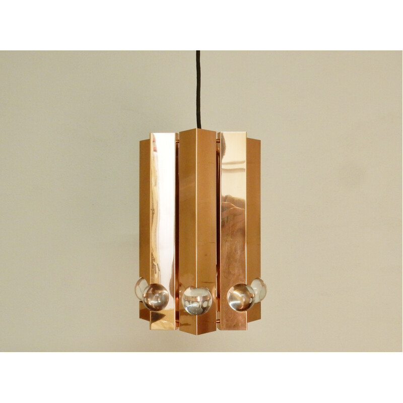 Mid-century Polished copper pendant light by Gebrüder Cosack - 1960s