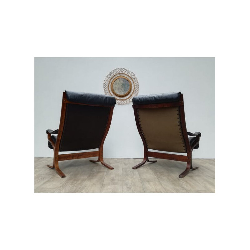 Pair of mid-century Siesta leather armchairs by Ingmar Relling - 1960s