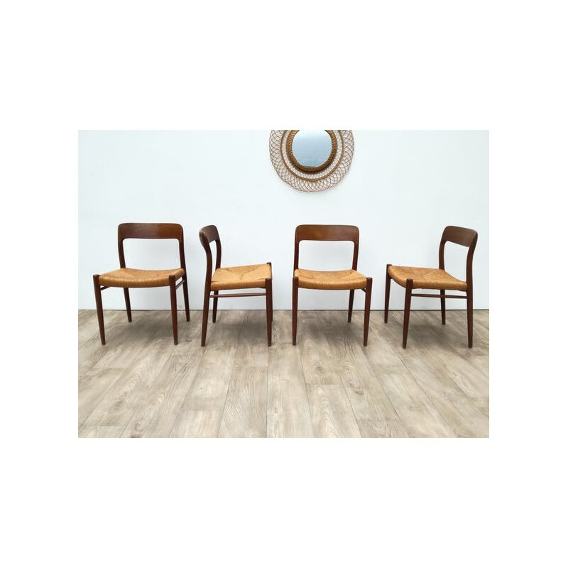 Mid-century Scandinavian chairs model 75 by Niels O. Moller - 1960s