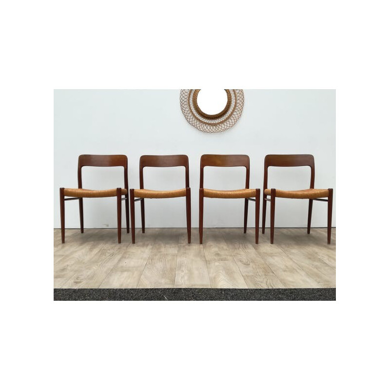 Mid-century Scandinavian chairs model 75 by Niels O. Moller - 1960s