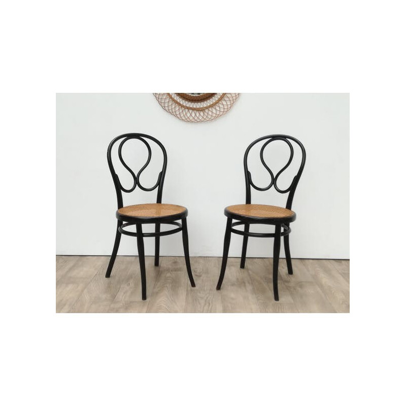 Vintage pair bistrot chairs Omega model by Thonet - 1930s