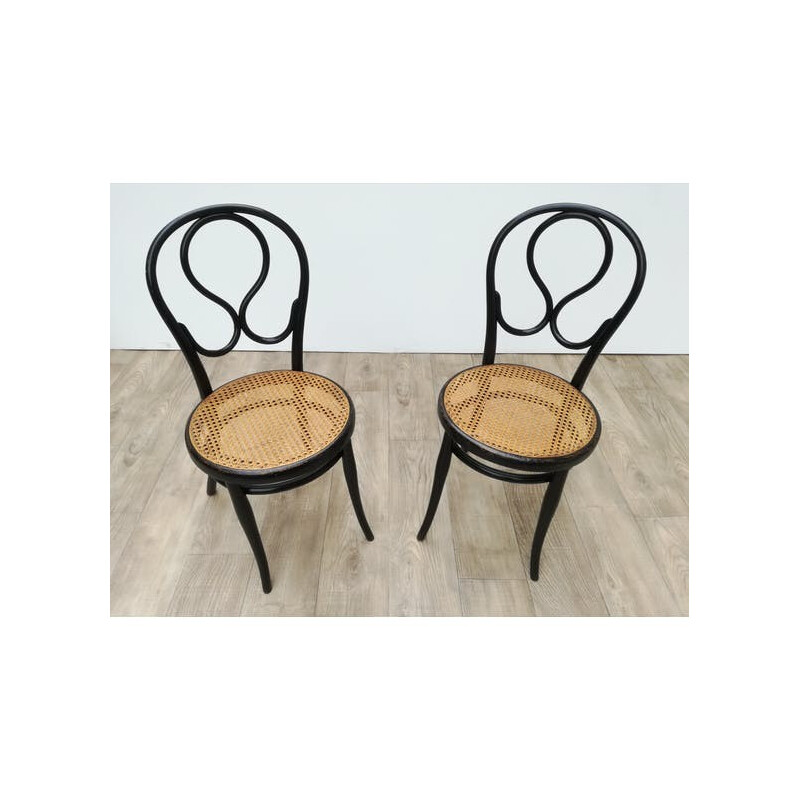 Vintage pair bistrot chairs Omega model by Thonet - 1930s