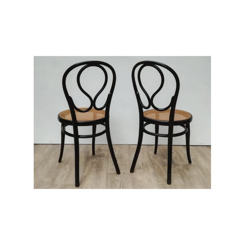 Vintage pair bistrot chairs Omega model by Thonet - 1930s
