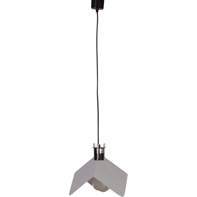 White hanging Lamp "Triedo" by Joe Colombo for Stilnovo - 1970s 