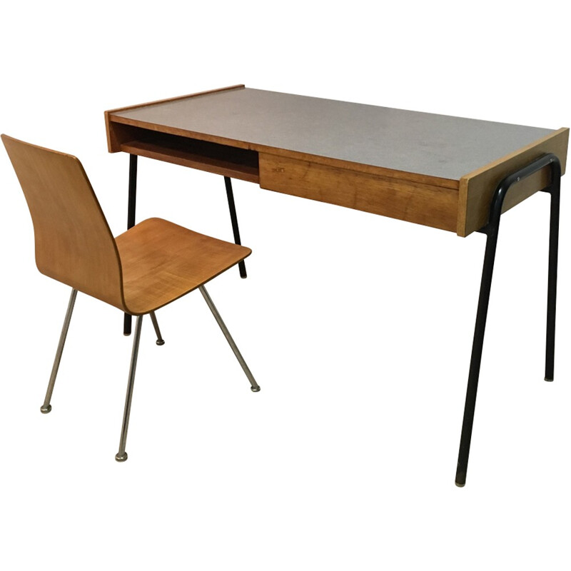 Vintage desk in beech by Pierre Guariche - 1960s