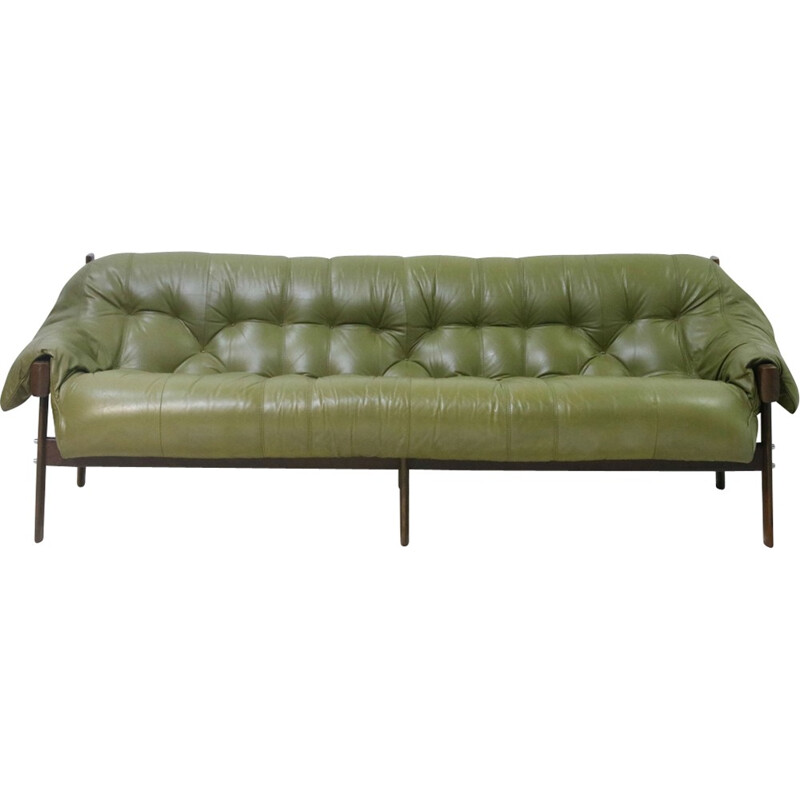 Model MP 041 Green Leather Sofa from Percival Lafer - 1960s