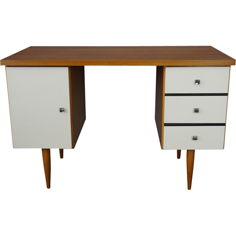 Mid-century desk in teak with white facades - 1960s