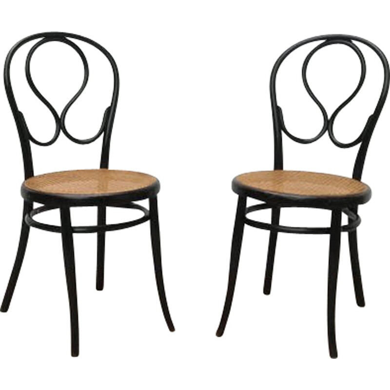 Vintage pair bistrot chairs Omega model by Thonet - 1930s