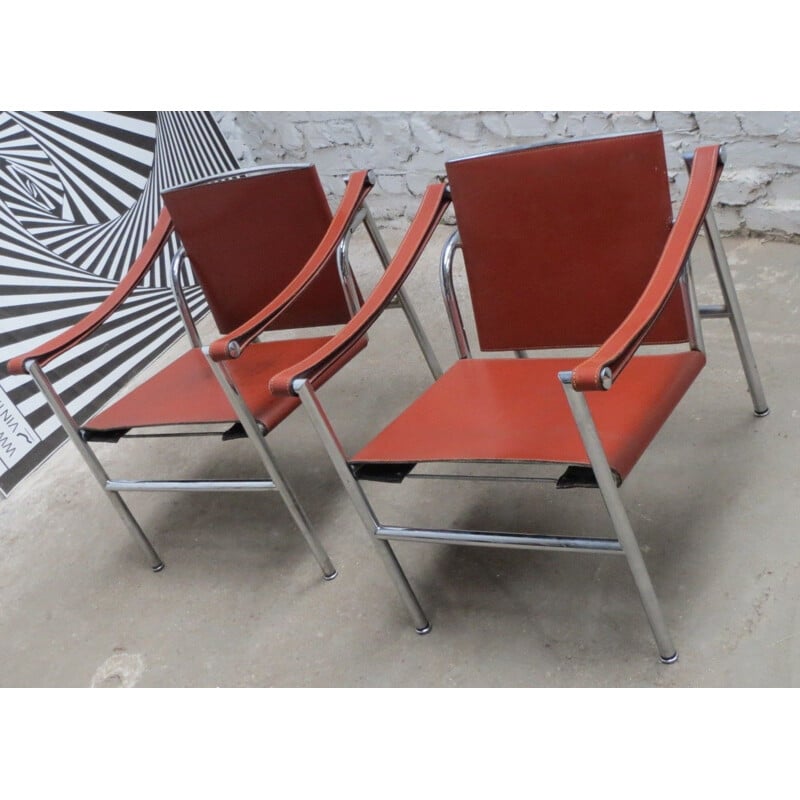 Pair of LC1 armchairs by Le Corbusier, Charlotte Perriand and Pierre Jeanneret for Cassina - 1980s