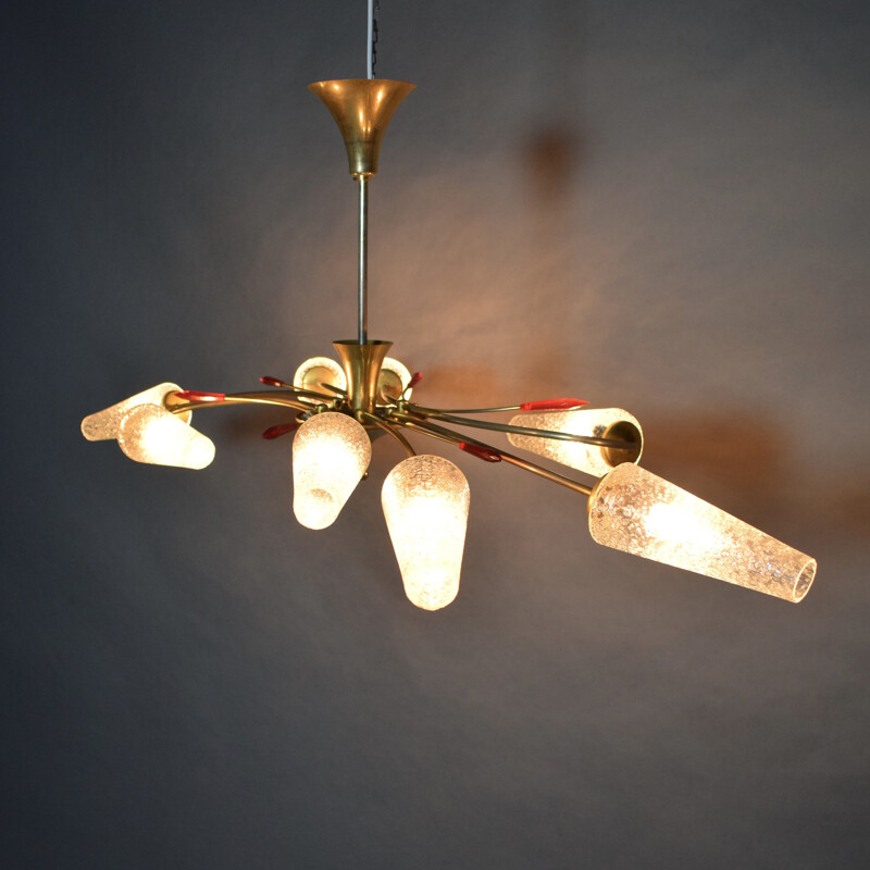 Mid-century brass chandelier for Eon - 1960s