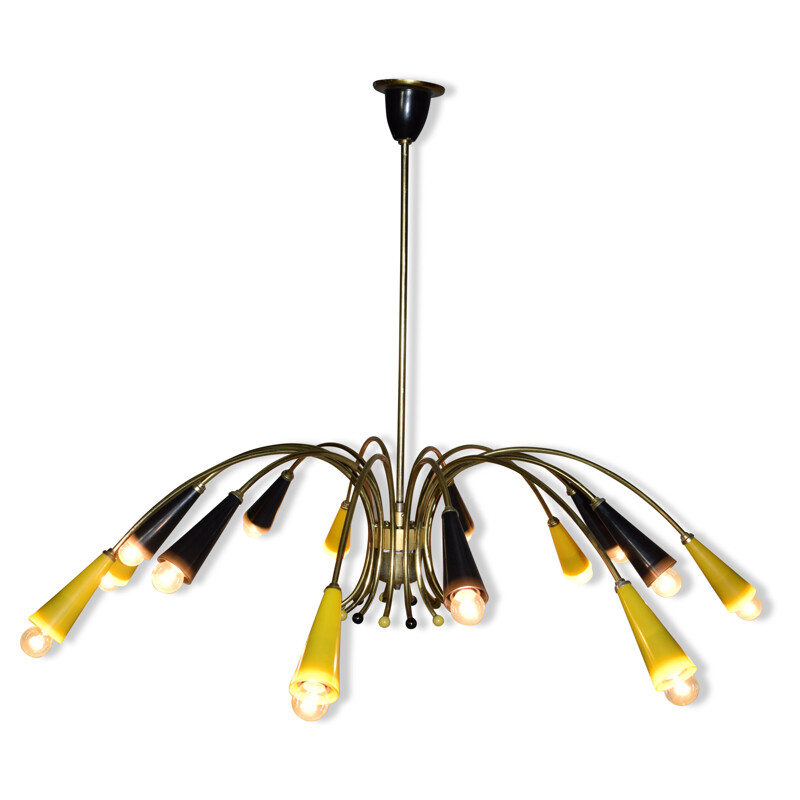 Mid-century German brass chandelier - 1950s