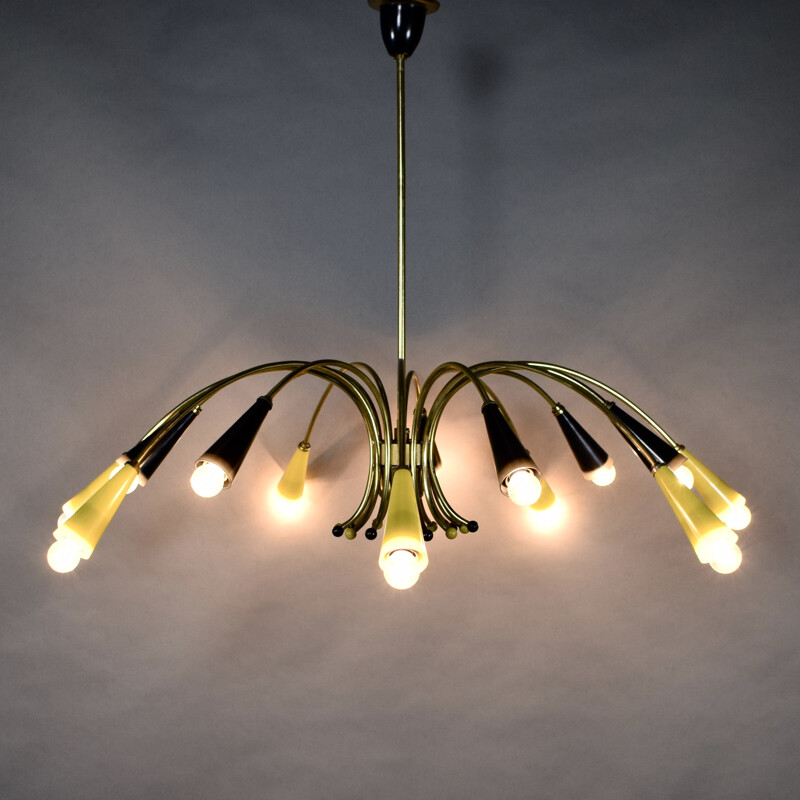 Mid-century German brass chandelier - 1950s