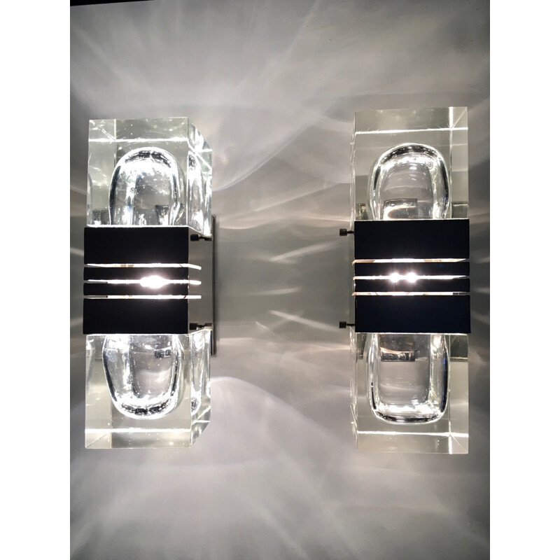 Pair of mid-century wall lamps by Gaetano Sciolari - 1970s