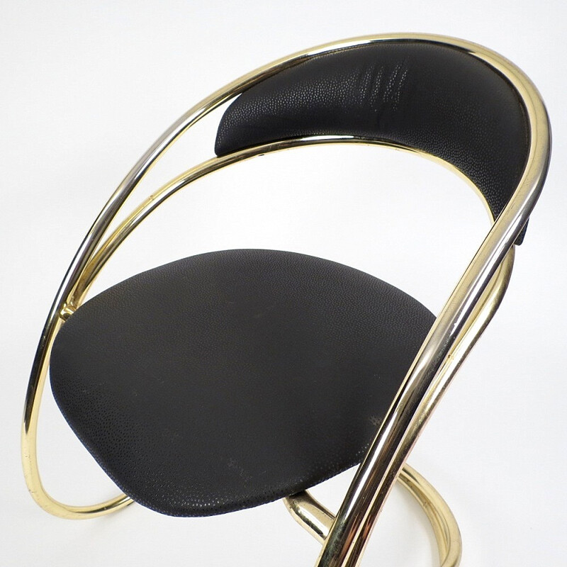 Set of 4 mid-century Italian brass dining chairs - 1970s