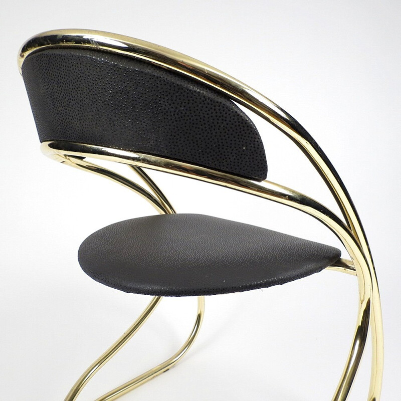 Set of 4 mid-century Italian brass dining chairs - 1970s