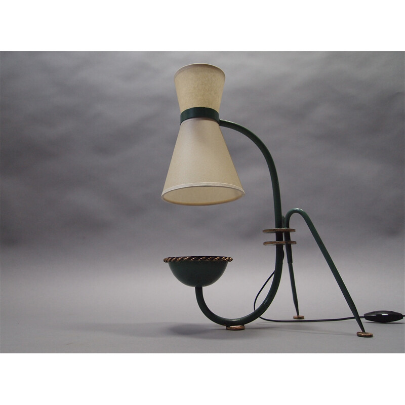 Vintage table lamp in lacquered metal by Maison Lunel, 1950