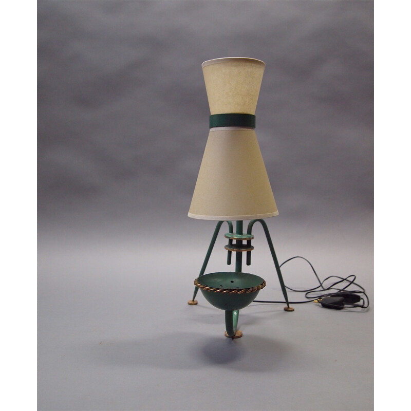 Vintage table lamp in lacquered metal by Maison Lunel, 1950