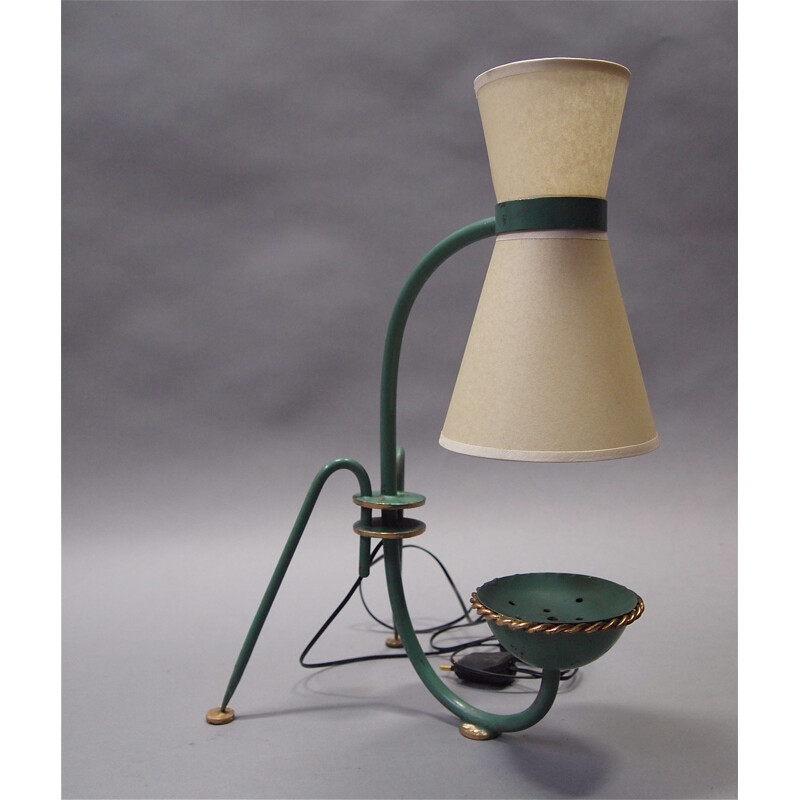 Lampe à poser vintage en métal laqué de la Maison Lunel, 1950