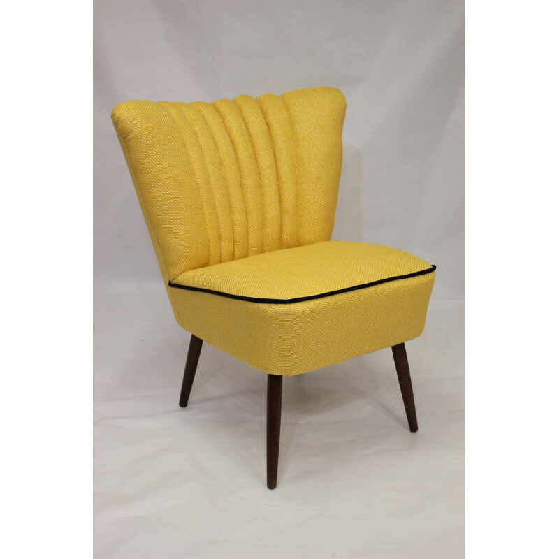 Vintage armchair fabric Lelievre Yellow by Kenzo - 1950s