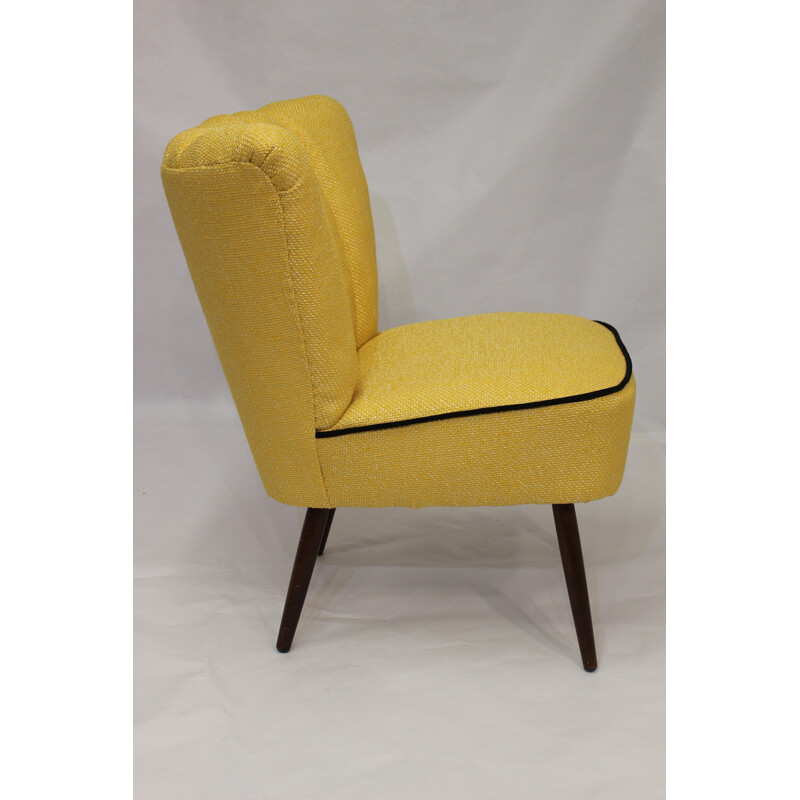 Fauteuil cocktail vintage tissu Lelievre Jaune pour Kenzo - 1950