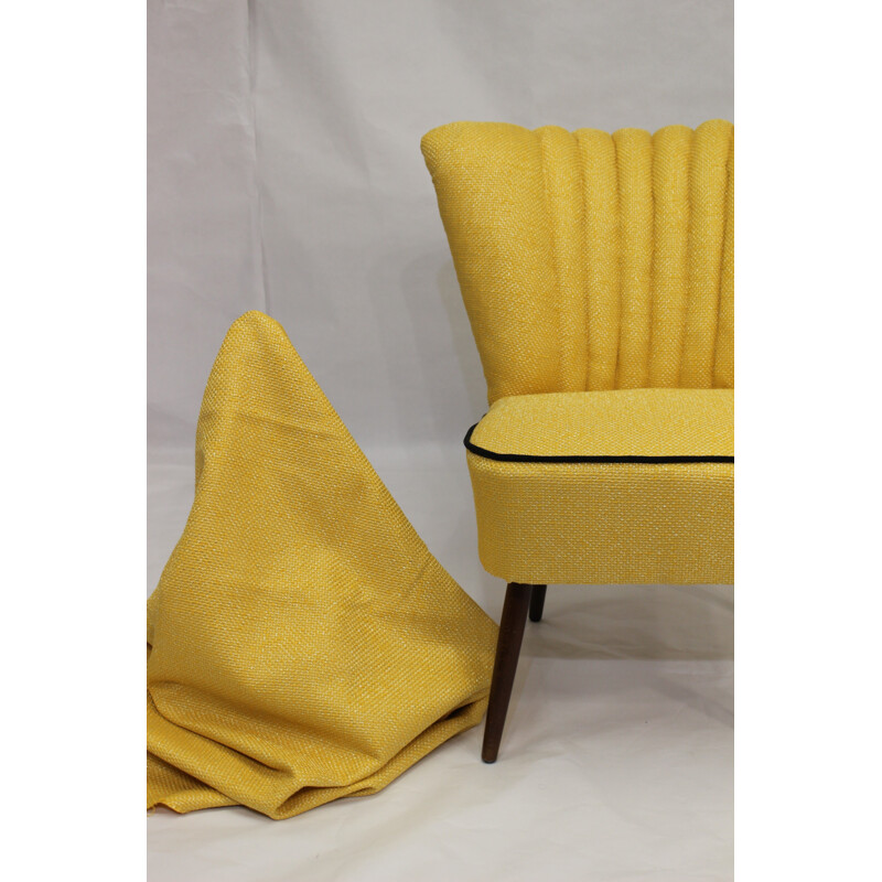 Vintage armchair fabric Lelievre Yellow by Kenzo - 1950s