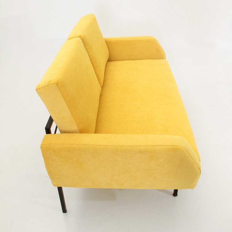 Vintage Italian Yellow Velvet Sofa Bed - 1950s