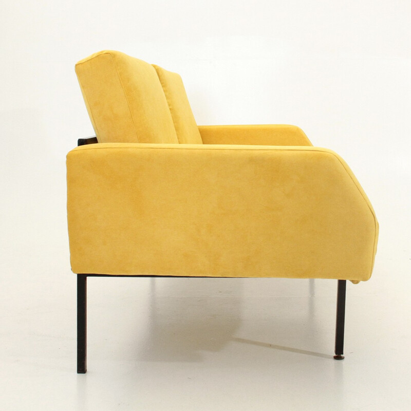 Canapé-lit italien vintage en velours jaune - 1950