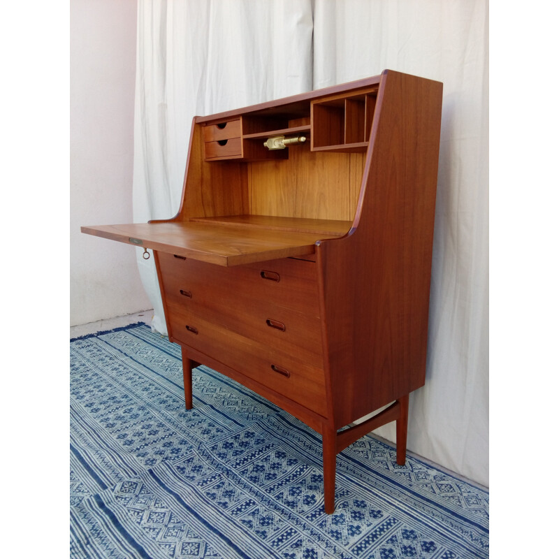 Bureau secrétaire scandinave en teck par Arne Vahl Iversen pour Vinde Mobelfabrik - 1960