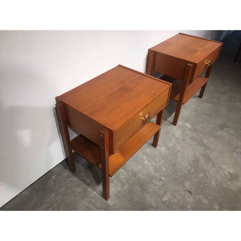 Vintage pair of bedside tables, Denmark - 1960s