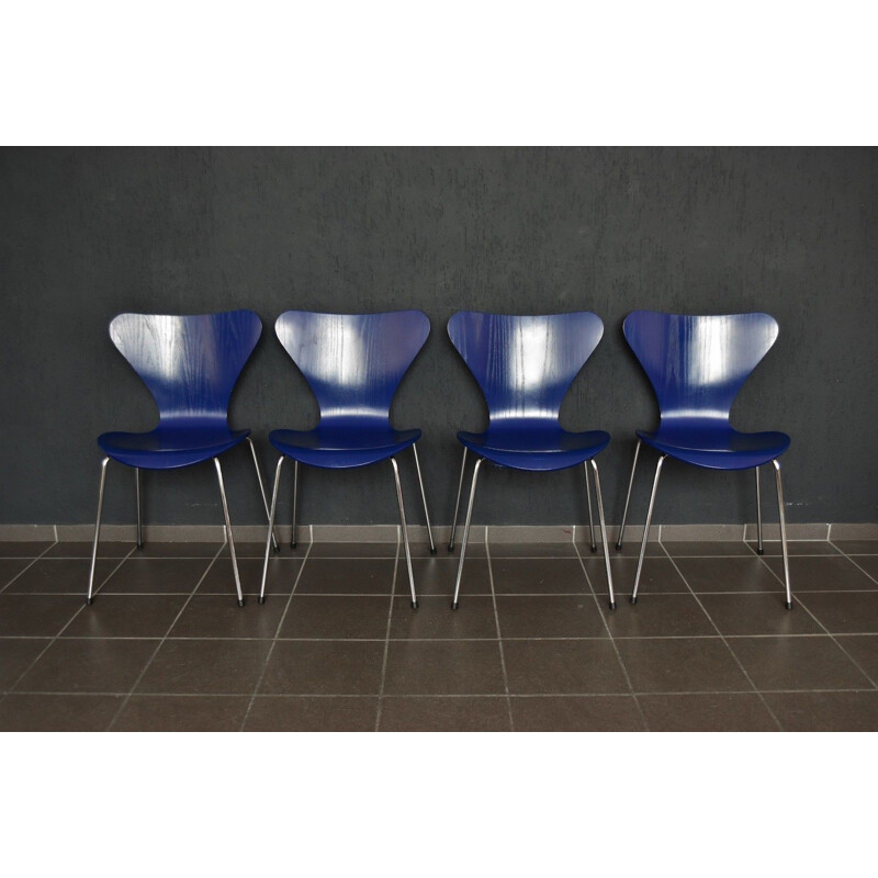 Vintage set of 4 3107 chairs by Arne Jacobsen for Fritz Hansen, Denmark - 1970s