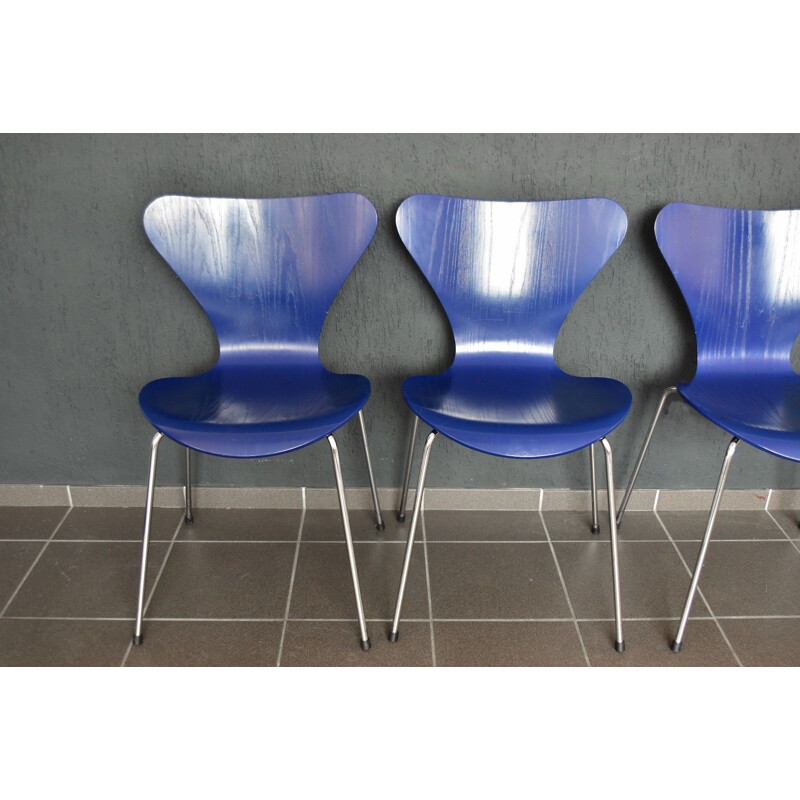 Vintage set of 4 3107 chairs by Arne Jacobsen for Fritz Hansen, Denmark - 1970s