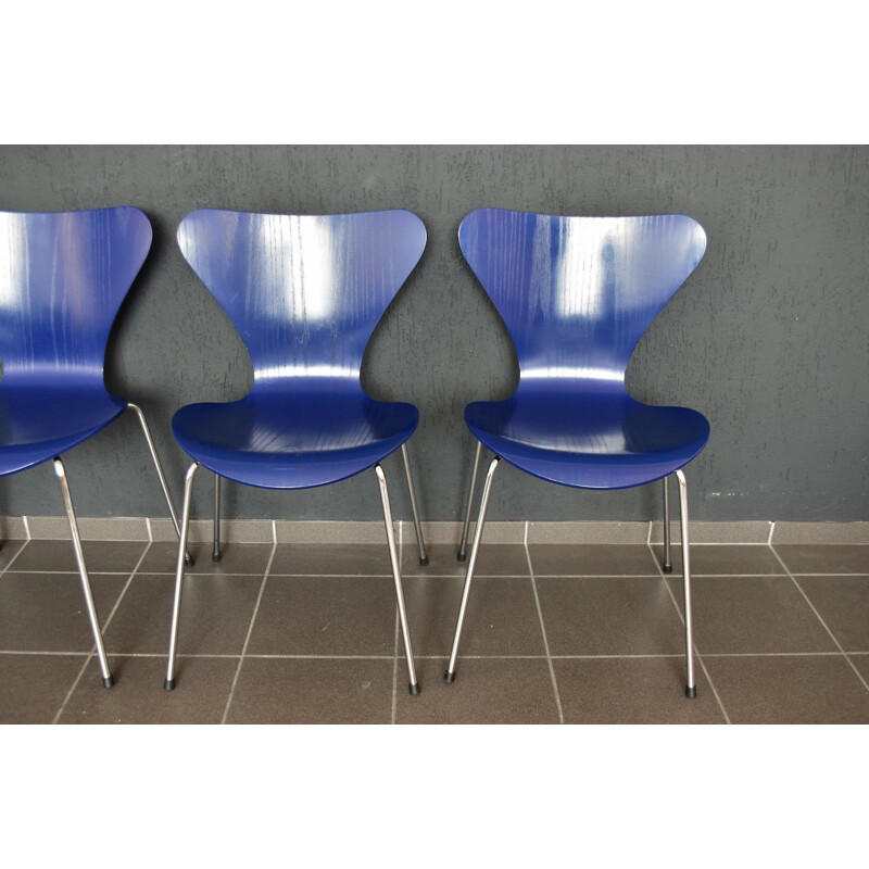 Vintage set of 4 3107 chairs by Arne Jacobsen for Fritz Hansen, Denmark - 1970s