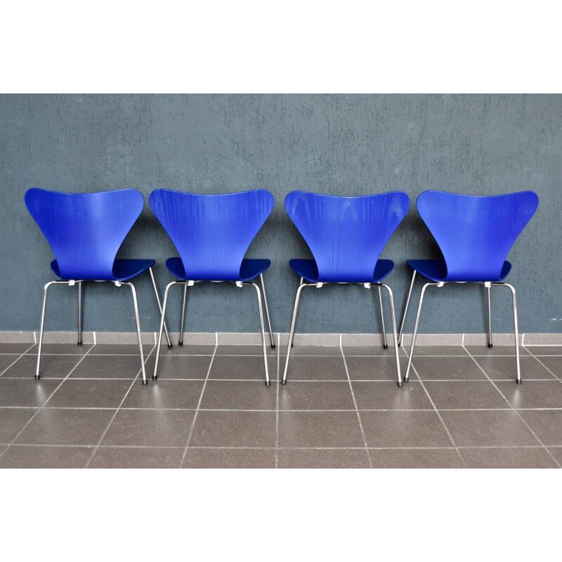 Vintage set of 4 3107 chairs by Arne Jacobsen for Fritz Hansen, Denmark - 1970s