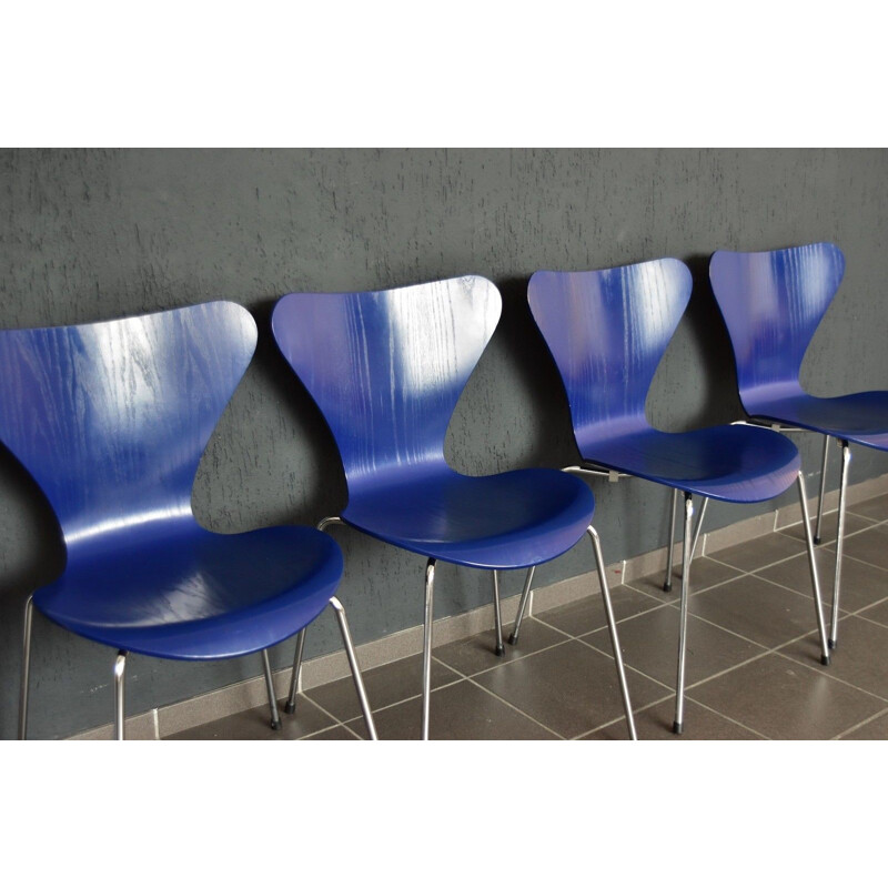 Vintage set of 4 3107 chairs by Arne Jacobsen for Fritz Hansen, Denmark - 1970s