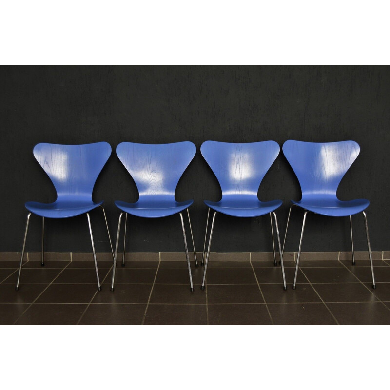 Vintage set of 4 chairs 3107 by Arne Jacobsen for Fritz Hansen, Denmark - 1950s