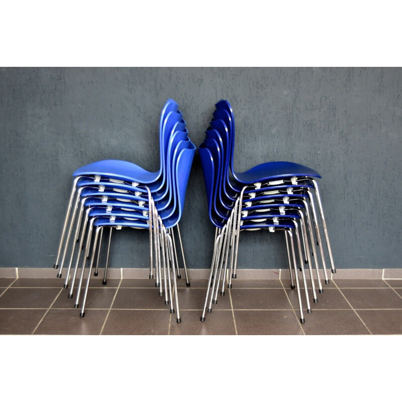 Vintage set of 4 chairs 3107 by Arne Jacobsen for Fritz Hansen, Denmark - 1950s