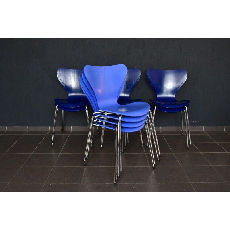 Vintage set of 4 chairs 3107 by Arne Jacobsen for Fritz Hansen, Denmark - 1950s