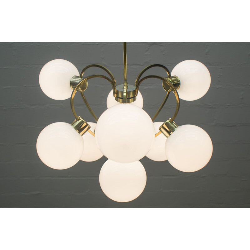 Vintage Orbital chandelier with Milk Glass Ball Shades - 1960s