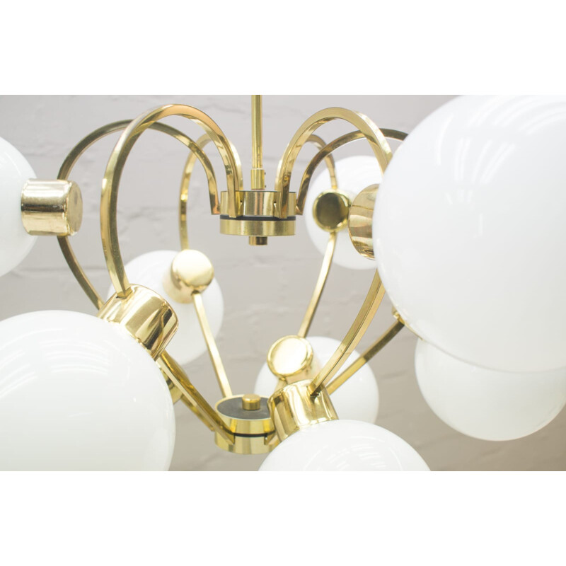 Vintage Orbital chandelier with Milk Glass Ball Shades - 1960s