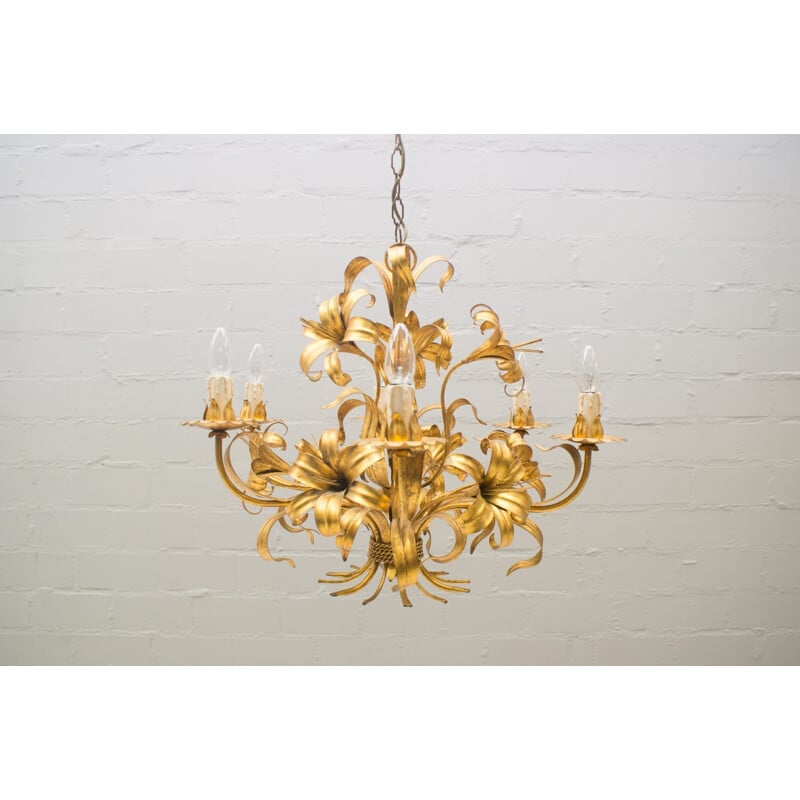 Vintage gold chandelier by Hans Kögl, 1960