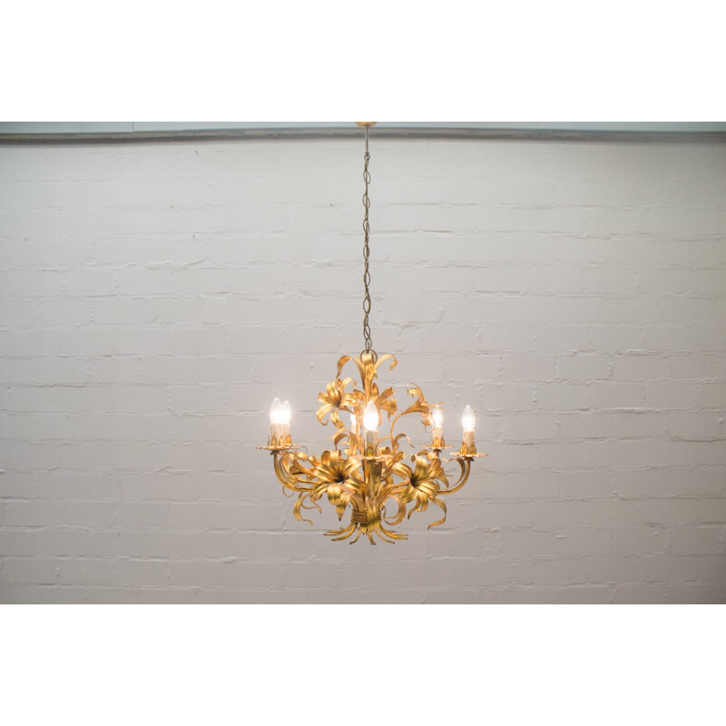 Vintage gold chandelier by Hans Kögl, 1960