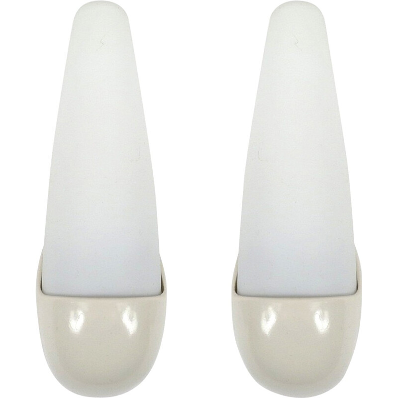 Set of 2 mid-century Belgian plastic and opaline glass wall lights from Bo-Niko - 1960s