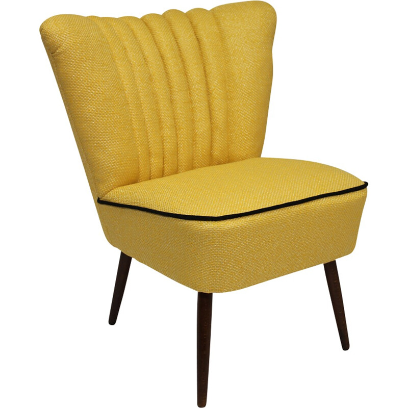 Vintage armchair fabric Lelievre Yellow by Kenzo - 1950s