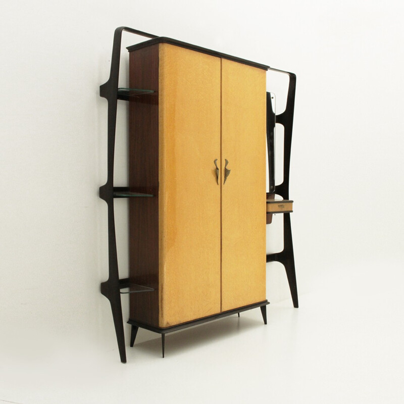 Vintage coat hanger cabinet with console by Consorzio Esposizione Mobili Cantù - 1950s