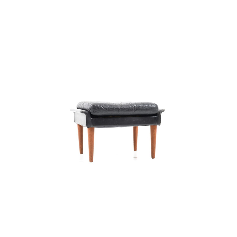 Vintage black leather ottoman by Georg Thams for Vejen Polstermøbelfabrik - 1960s