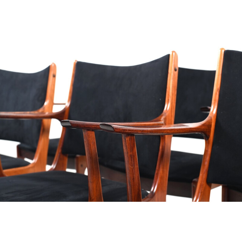 Vintage Set of 6 Dining Chairs in Rosewood by Johannes Andersen for Uldum Møbelfabrik - 1960s