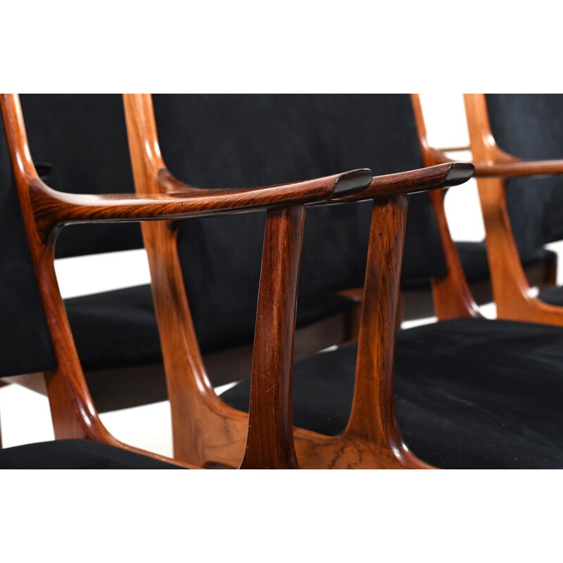 Vintage Set of 6 Dining Chairs in Rosewood by Johannes Andersen for Uldum Møbelfabrik - 1960s