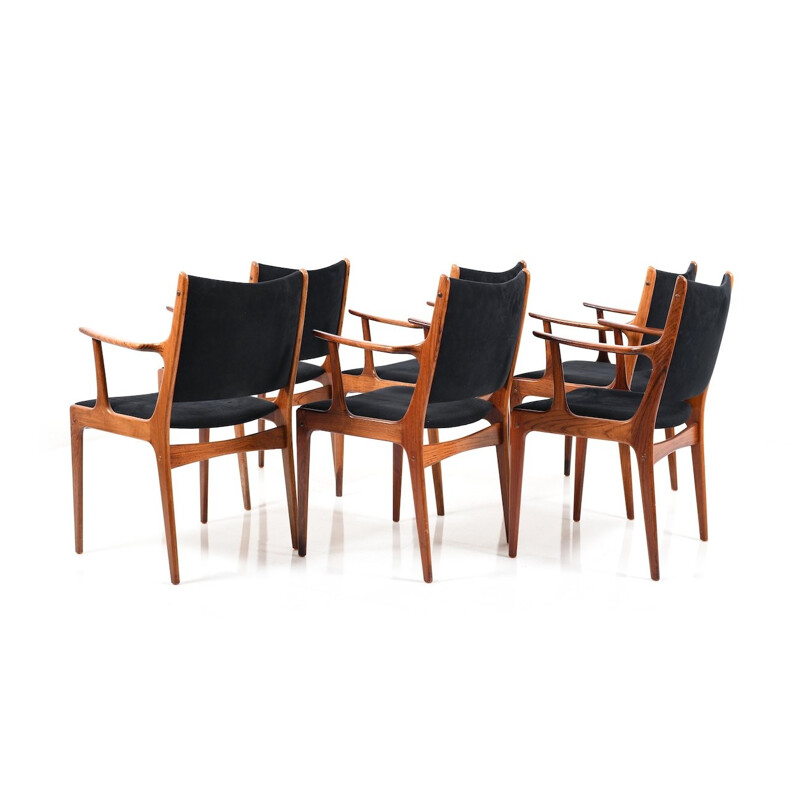 Vintage Set of 6 Dining Chairs in Rosewood by Johannes Andersen for Uldum Møbelfabrik - 1960s