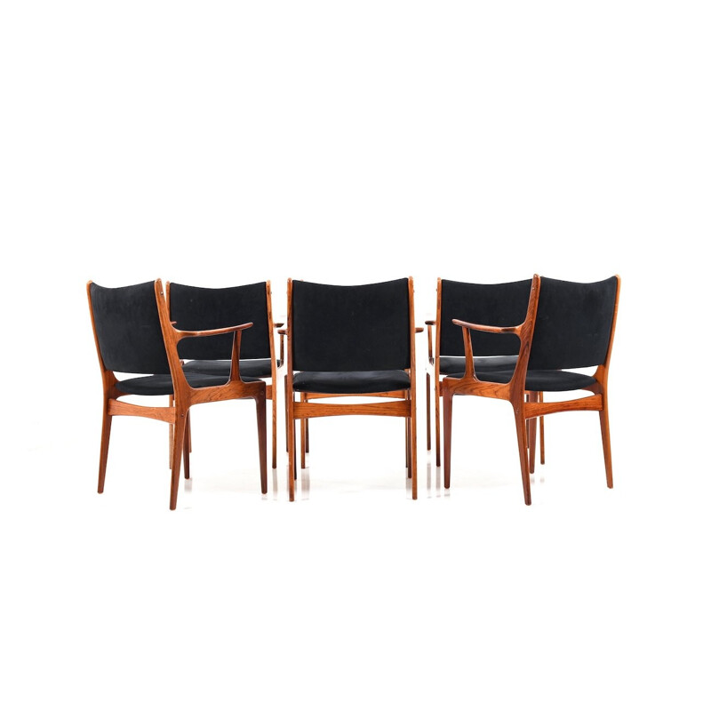 Vintage Set of 6 Dining Chairs in Rosewood by Johannes Andersen for Uldum Møbelfabrik - 1960s