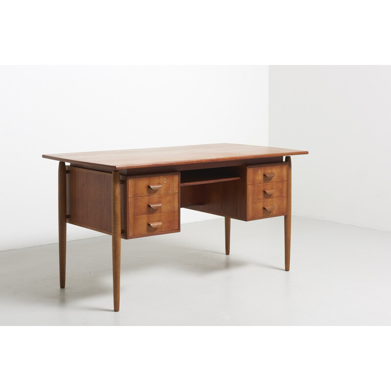 Vintage Teak desk with oak legs - 1960s